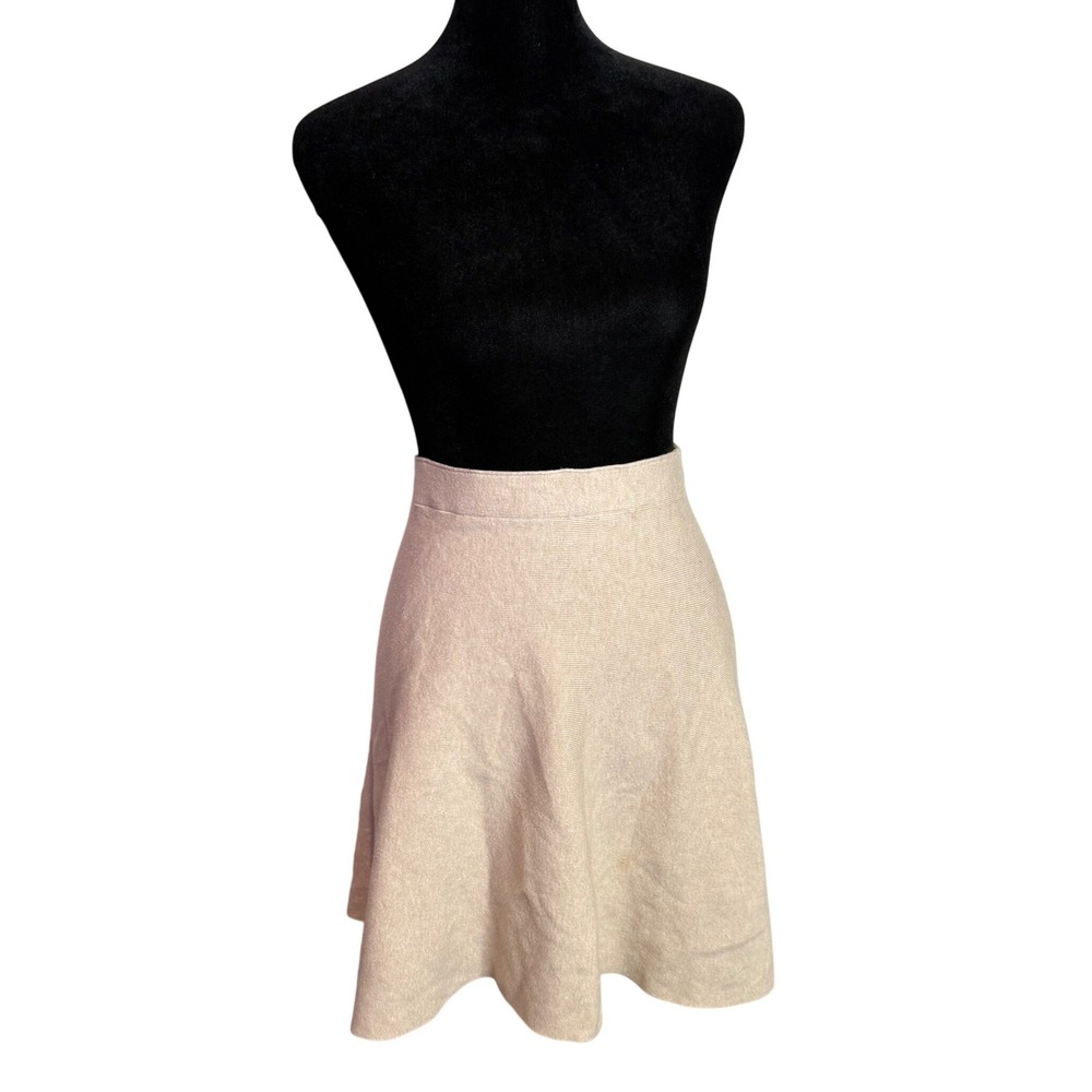 Womens Pull on Knit Skater Skirt Size M Flared A Line Stretch Minimalist